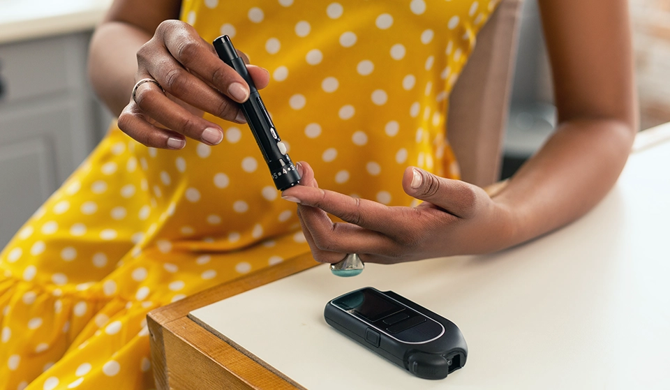 A person reviewing their blood glucose levels.